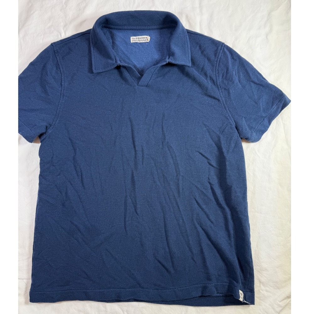 Men's Fair Harbor Blue Short Sleeve Polo Shirt size L